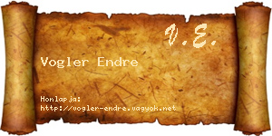 Vogler Endre névjegykártya